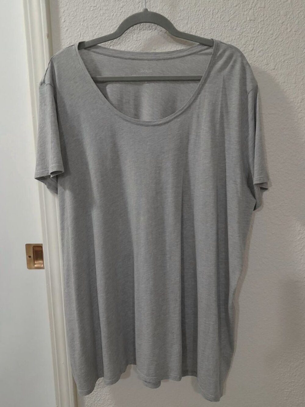 purejill  j Jill Scoop Neck Pima Elliptical Tee Short Sleeve 3X Heathered Gray